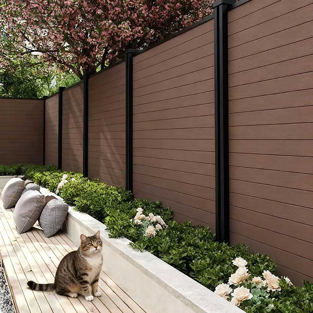 wpc fence panel with cat