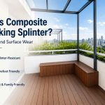 `Splinter-resistant composite decking for outdoor balconies, suitable for barefoot, pet and family-friendly use with a smooth WPC surface`
