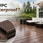 WPC decking water resistance in a wet outdoor patio showing water-resistant boards and rain exposure