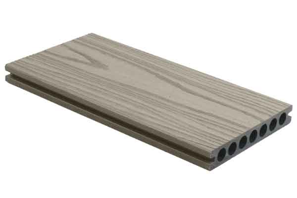 Mocha capped composite decking with hollow profile and wood-grain co-extrusion surface