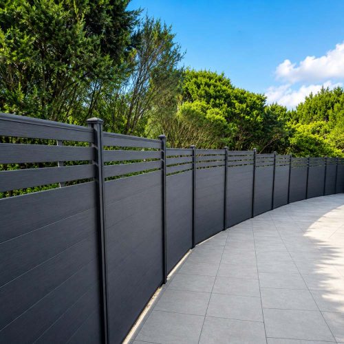 dark grey wood plastic composite fence