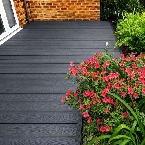 grey dark 3d embossed wood plastic composite decking